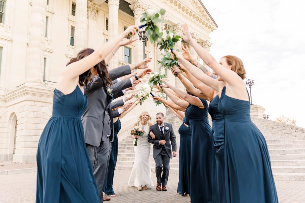 Bridal party photos at the Kansas State Capitol by Topeka Wedding Photographer Sarah Riner Photography